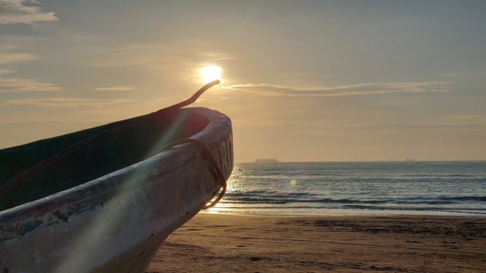 Boot am Strand von Boca del Río