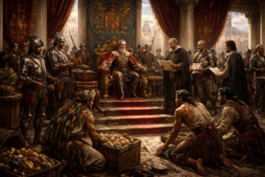 Historische Szene der Kolonie Nueva España – Vizekönig und Verwaltung